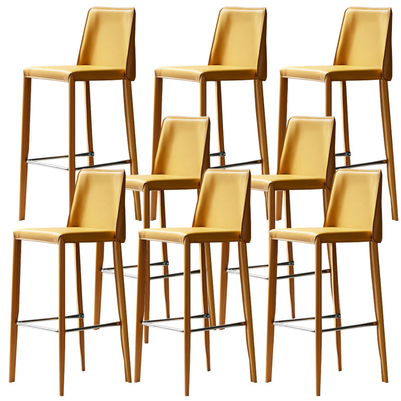 Modern Leather Bar Stool Low Back Counter Stool for Living Room Yellow 8 Piece Set Clearhalo 'Bar Furniture' 'Bar Stools' 'bar_stools' 'furn' 'furn_bar_stools' 'Furniture' 'Kitchen & Dining Furniture' 6686345
