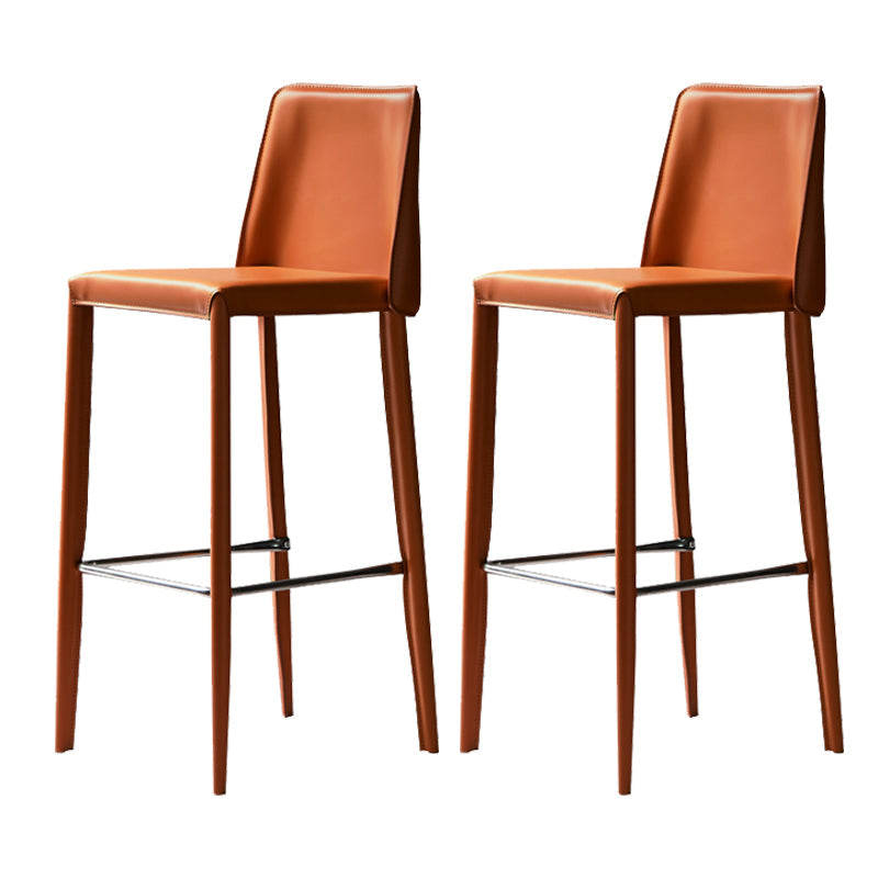 Modern Leather Bar Stool Low Back Counter Stool for Living Room Red 2 Piece Set Clearhalo 'Bar Furniture' 'Bar Stools' 'bar_stools' 'furn' 'furn_bar_stools' 'Furniture' 'Kitchen & Dining Furniture' 6686348