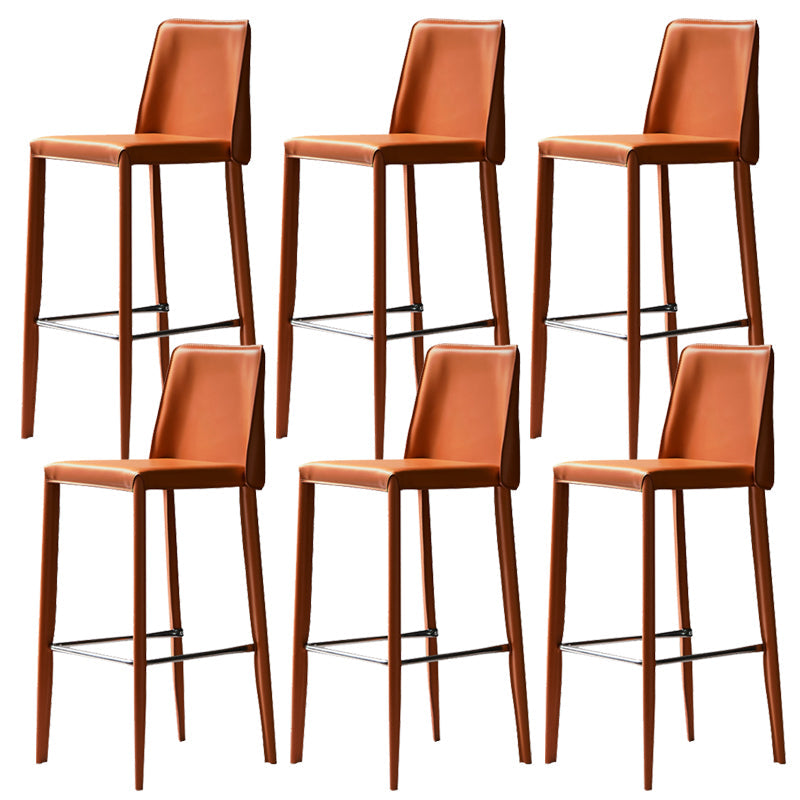 Modern Leather Bar Stool Low Back Counter Stool for Living Room Red 6 Piece Set Clearhalo 'Bar Furniture' 'Bar Stools' 'bar_stools' 'furn' 'furn_bar_stools' 'Furniture' 'Kitchen & Dining Furniture' 6686352
