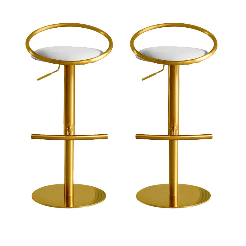 Glam Leather Bar Stool Metal Base Counter Stool for Living Room