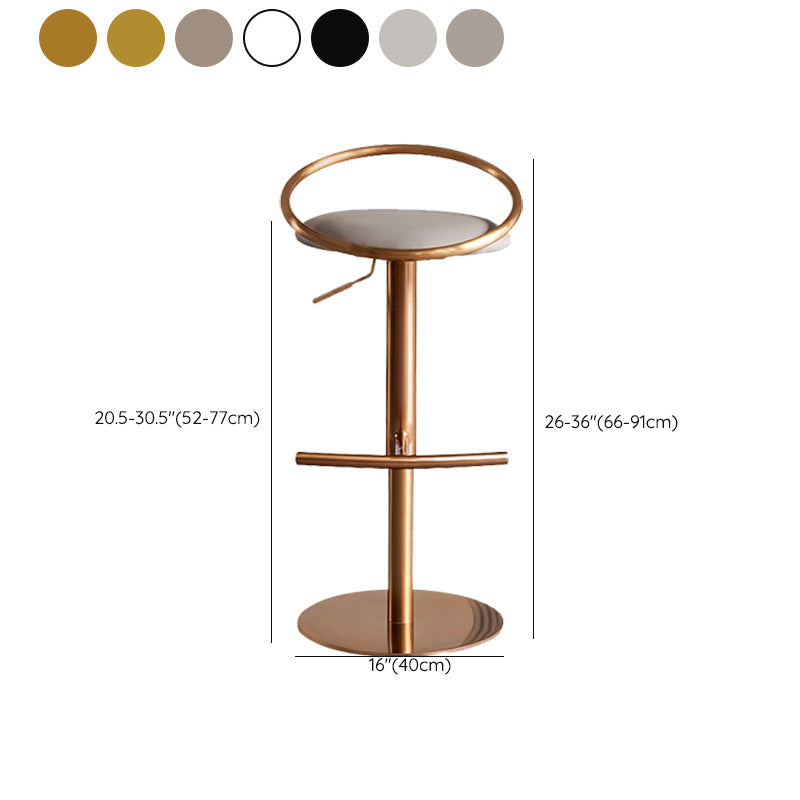 Glam Leather Bar Stool Metal Base Counter Stool for Living Room