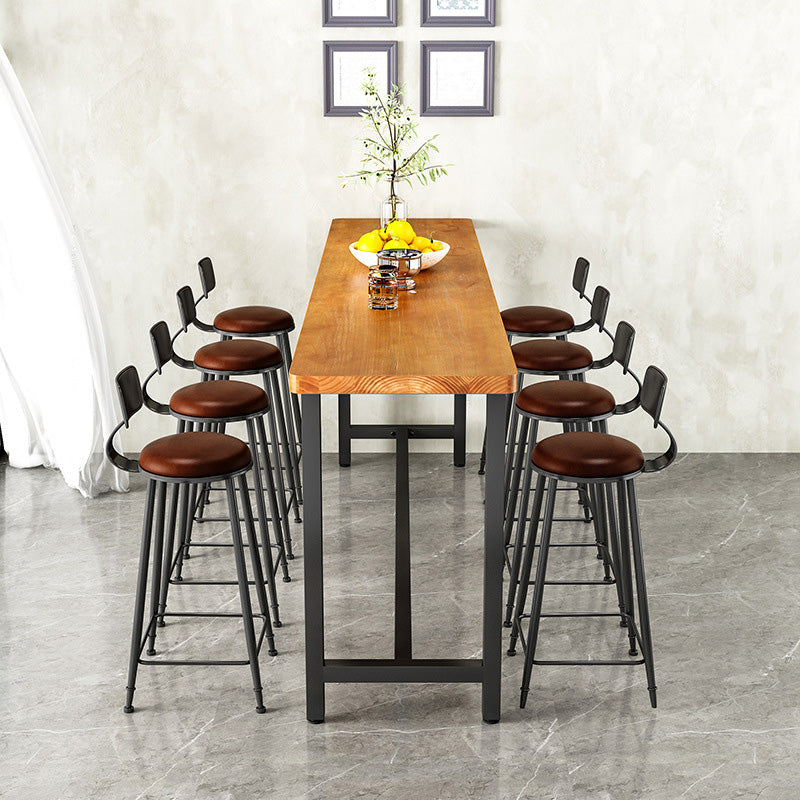 Taburetes de bar de madera contemporáneos, taburete de bar sin brazos con patas de metal