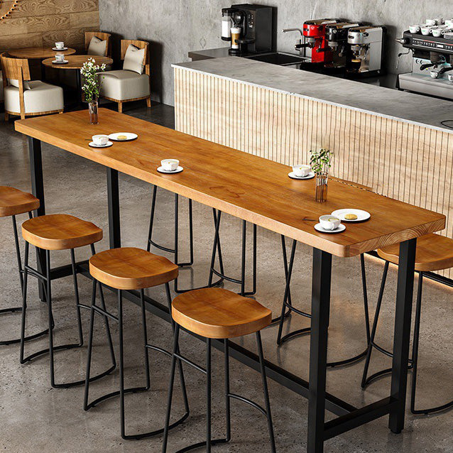 Taburetes de bar de madera contemporáneos, taburete de bar sin brazos con patas de metal