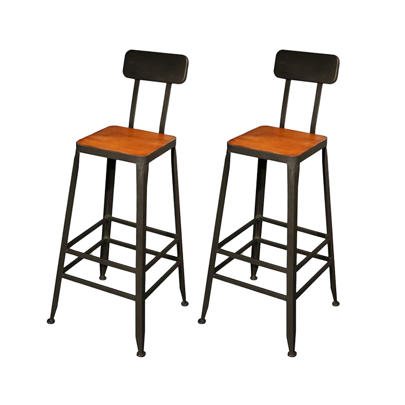 Taburetes de bar de madera contemporáneos, taburete de bar sin brazos con patas de metal