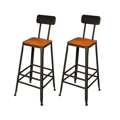 Taburetes de bar de madera contemporáneos, taburete de bar sin brazos con patas de metal