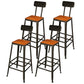 Taburetes de bar de madera contemporáneos, taburete de bar sin brazos con patas de metal