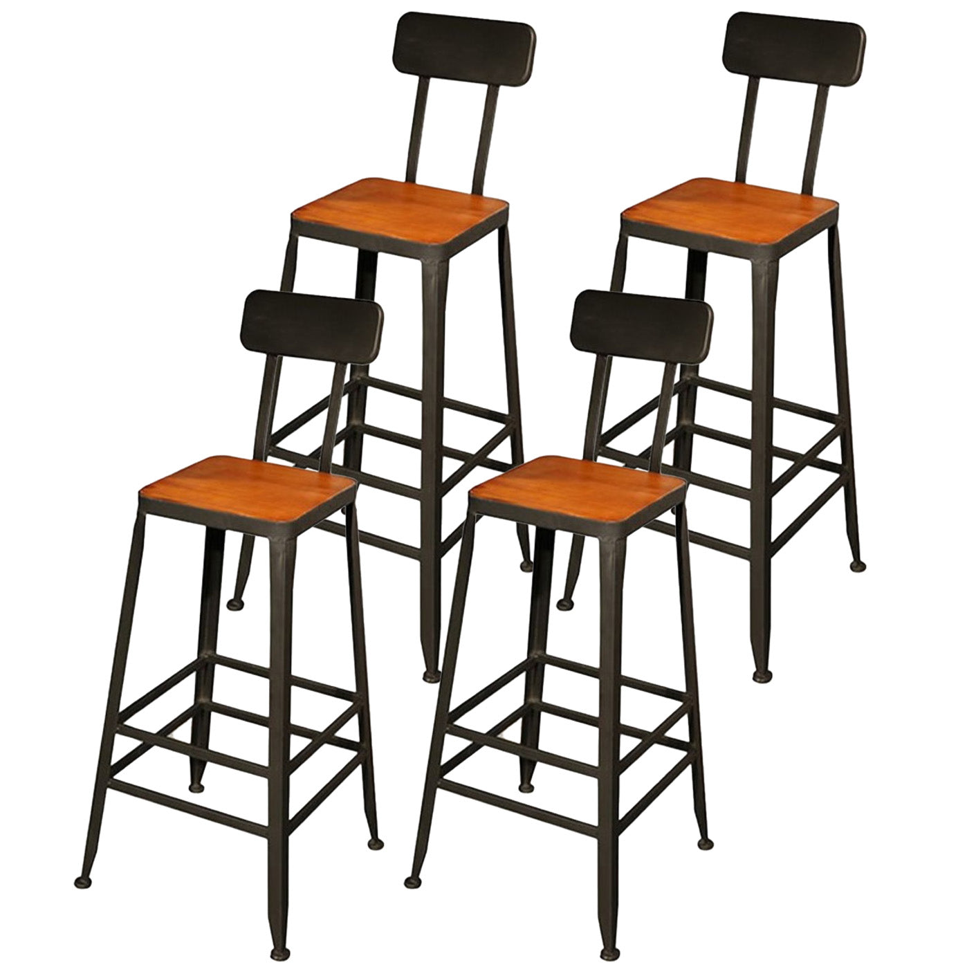 Taburetes de bar de madera contemporáneos, taburete de bar sin brazos con patas de metal