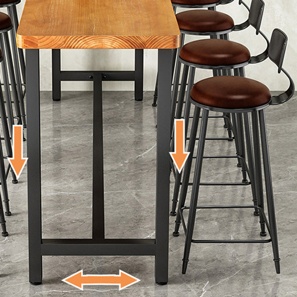 Taburetes de bar de madera contemporáneos, taburete de bar sin brazos con patas de metal