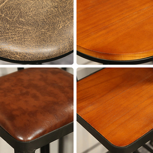 Taburetes de bar de madera contemporáneos, taburete de bar sin brazos con patas de metal