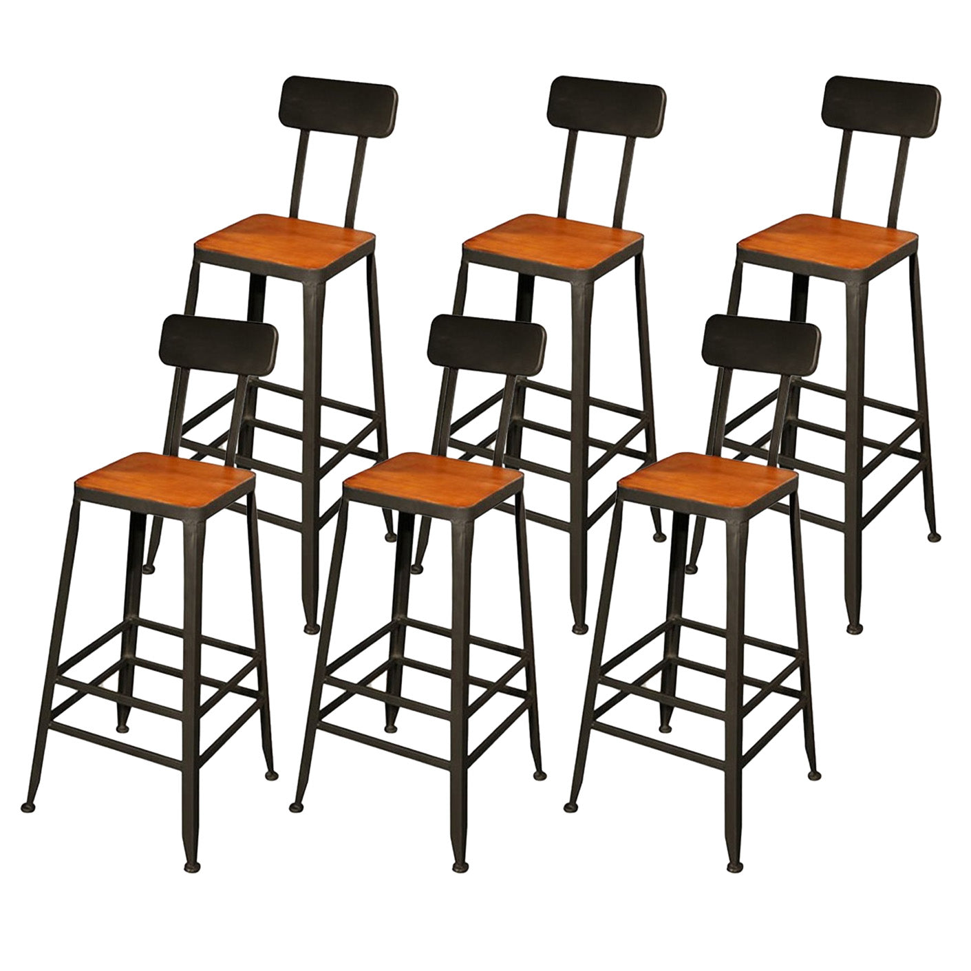 Taburetes de bar de madera contemporáneos, taburete de bar sin brazos con patas de metal