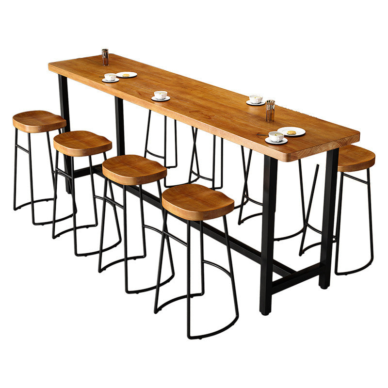 Taburetes de bar de madera contemporáneos, taburete de bar sin brazos con patas de metal