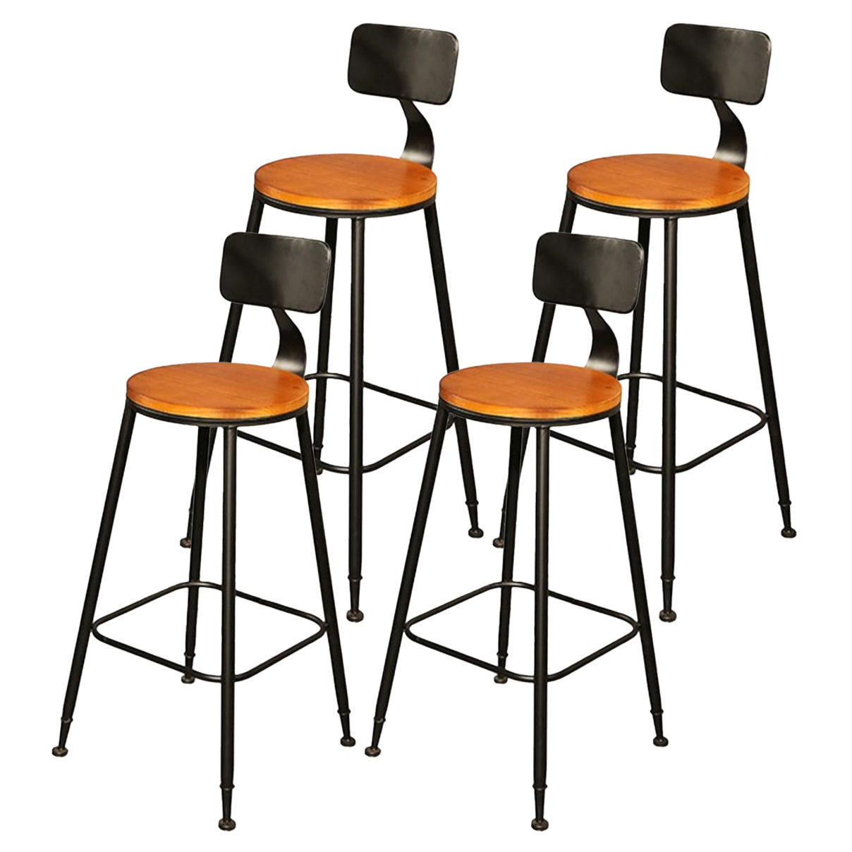 Taburetes de bar de madera contemporáneos, taburete de bar sin brazos con patas de metal