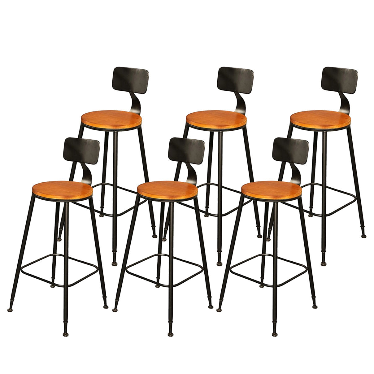 Taburetes de bar de madera contemporáneos, taburete de bar sin brazos con patas de metal