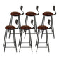 Taburetes de bar de madera contemporáneos, taburete de bar sin brazos con patas de metal