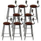 Taburetes de bar de madera contemporáneos, taburete de bar sin brazos con patas de metal