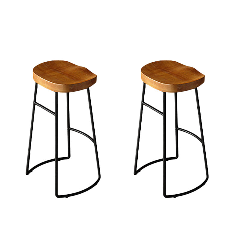 Taburetes de bar de madera contemporáneos, taburete de bar sin brazos con patas de metal