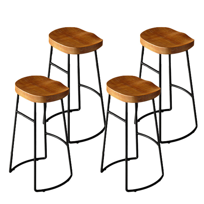 Taburetes de bar de madera contemporáneos, taburete de bar sin brazos con patas de metal