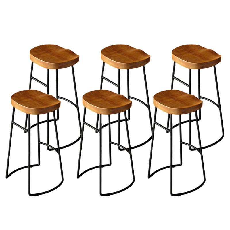 Taburetes de bar de madera contemporáneos, taburete de bar sin brazos con patas de metal