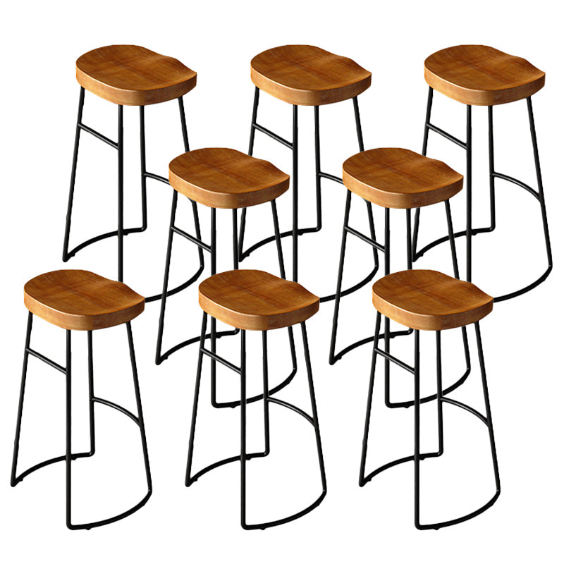 Taburetes de bar de madera contemporáneos, taburete de bar sin brazos con patas de metal