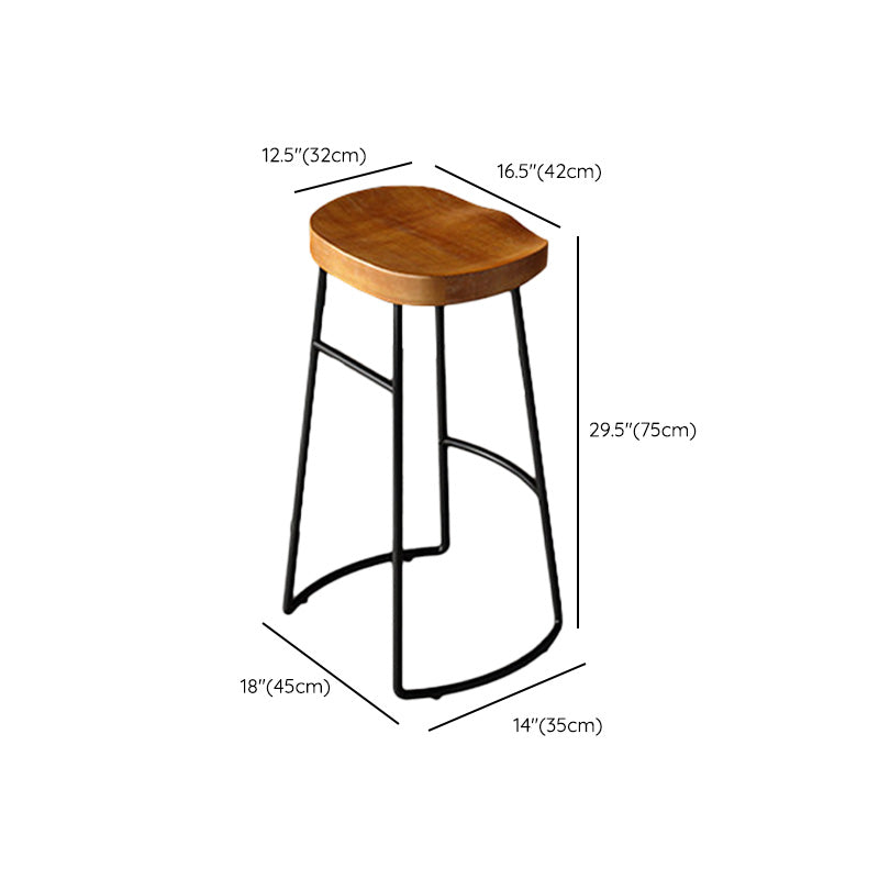 Taburetes de bar de madera contemporáneos, taburete de bar sin brazos con patas de metal