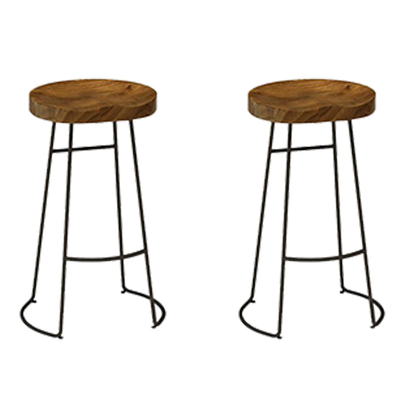 Contemporary Backless Dining Stools Solid Wood Bar Stools with Footrest 2 Piece Set Clearhalo 'Bar Furniture' 'Bar Stools' 'bar_stools' 'furn' 'furn_bar_stools' 'Furniture' 'Kitchen & Dining Furniture' 6686518