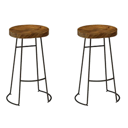 Contemporary Backless Dining Stools Solid Wood Bar Stools with Footrest 2 Piece Set Clearhalo 'Bar Furniture' 'Bar Stools' 'bar_stools' 'furn' 'furn_bar_stools' 'Furniture' 'Kitchen & Dining Furniture' 6686518