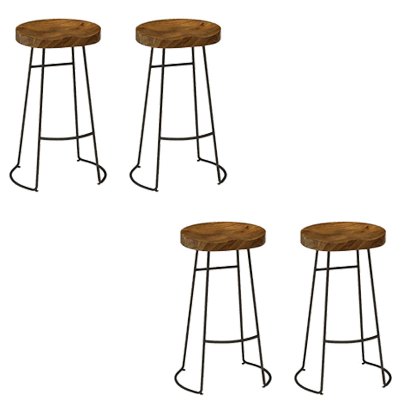 Contemporary Backless Dining Stools Solid Wood Bar Stools with Footrest 4 Piece Set Clearhalo 'Bar Furniture' 'Bar Stools' 'bar_stools' 'furn' 'furn_bar_stools' 'Furniture' 'Kitchen & Dining Furniture' 6686519
