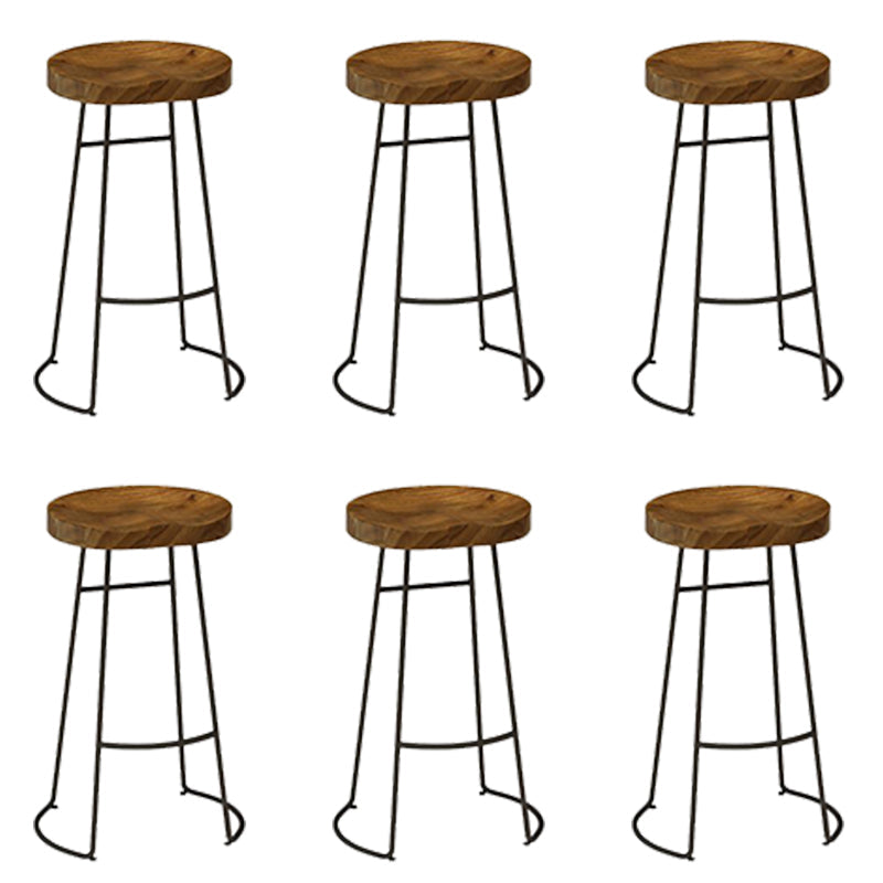 Contemporary Backless Dining Stools Solid Wood Bar Stools with Footrest 6 Piece Set Clearhalo 'Bar Furniture' 'Bar Stools' 'bar_stools' 'furn' 'furn_bar_stools' 'Furniture' 'Kitchen & Dining Furniture' 6686521