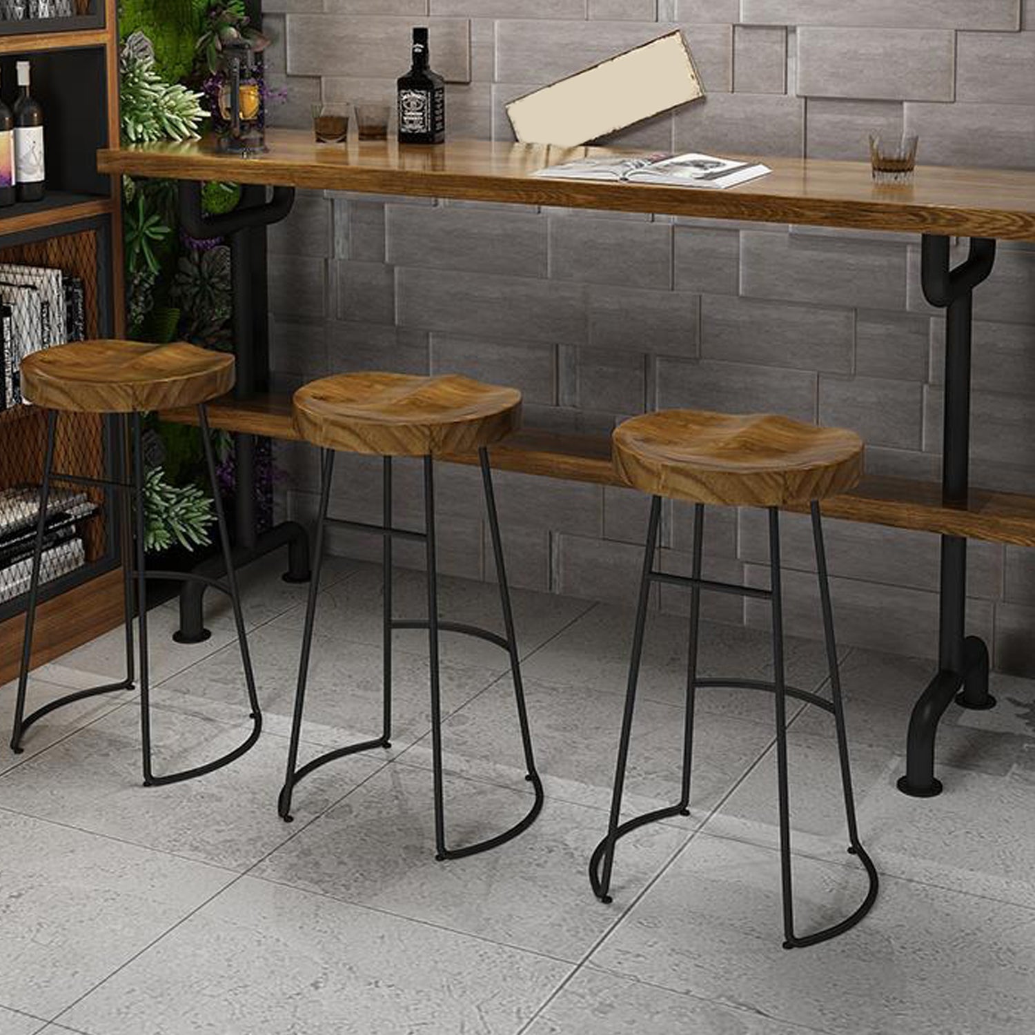 Contemporary Backless Dining Stools Solid Wood Bar Stools with Footrest Clearhalo 'Bar Furniture' 'Bar Stools' 'bar_stools' 'furn' 'furn_bar_stools' 'Furniture' 'Kitchen & Dining Furniture' 6686528