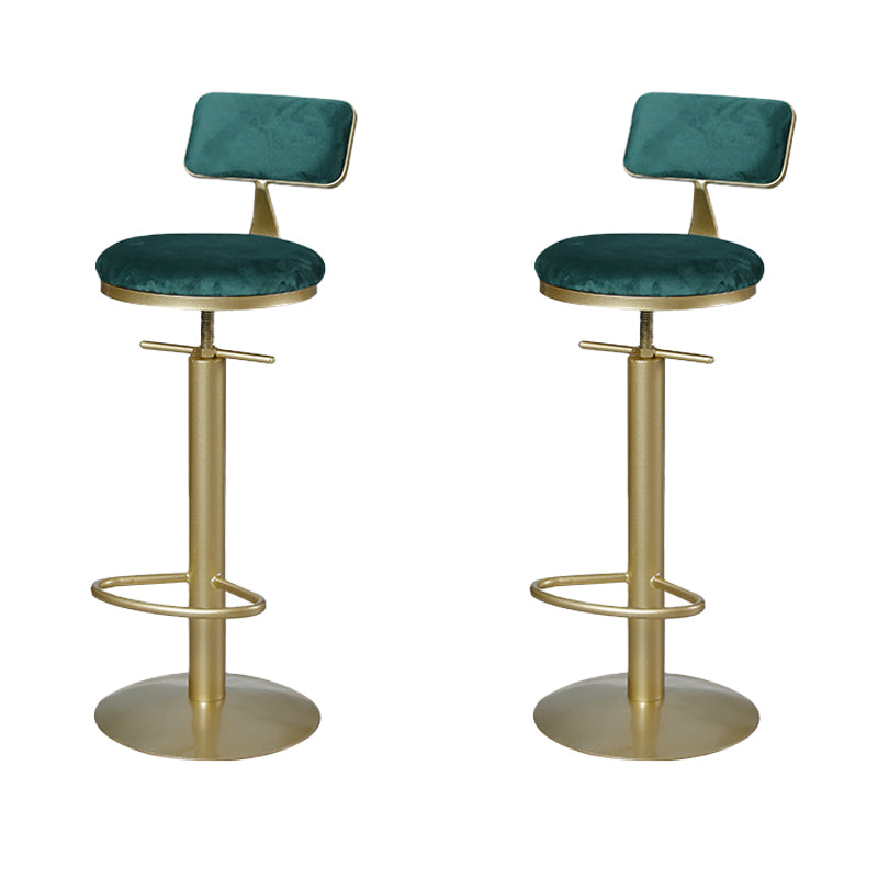 Metal Low Back Barstools Adjustable Height Bar Stools with Swivel Gold 2 Piece Set Clearhalo 'Bar Furniture' 'Bar Stools' 'bar_stools' 'furn' 'furn_bar_stools' 'Furniture' 'Kitchen & Dining Furniture' 6686534