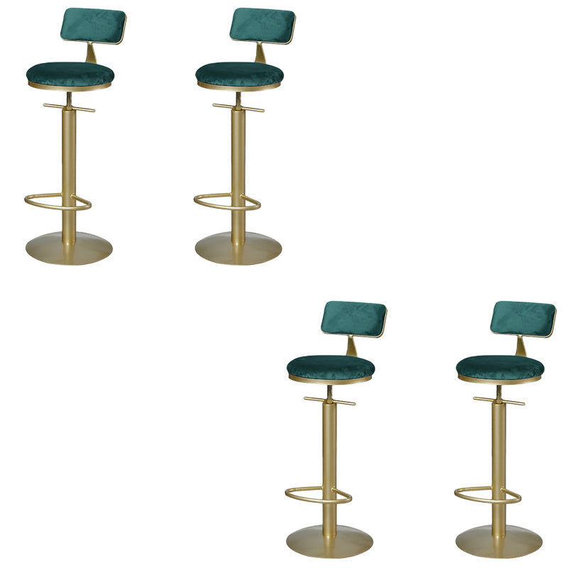 Metal Low Back Barstools Adjustable Height Bar Stools with Swivel Gold 4 Piece Set Clearhalo 'Bar Furniture' 'Bar Stools' 'bar_stools' 'furn' 'furn_bar_stools' 'Furniture' 'Kitchen & Dining Furniture' 6686537