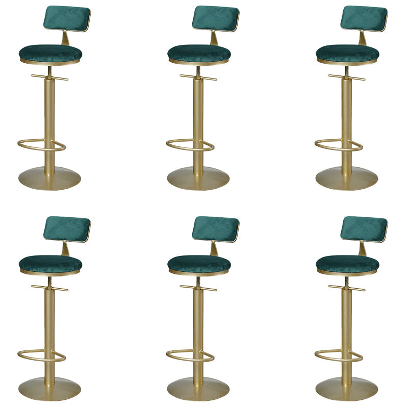 Metal Low Back Barstools Adjustable Height Bar Stools with Swivel Gold 6 Piece Set Clearhalo 'Bar Furniture' 'Bar Stools' 'bar_stools' 'furn' 'furn_bar_stools' 'Furniture' 'Kitchen & Dining Furniture' 6686541
