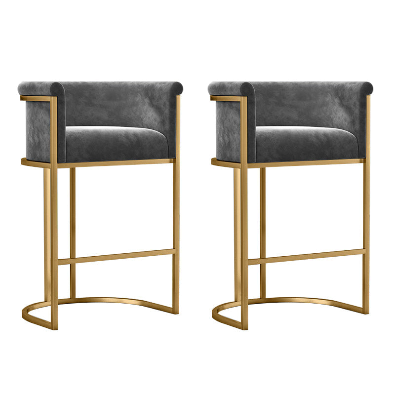 Glam Low Back Dining Stools Bucket Bar Stools with Metal Legs Gray 2 Piece Set Clearhalo 'Bar Furniture' 'Bar Stools' 'bar_stools' 'furn' 'furn_bar_stools' 'Furniture' 'Kitchen & Dining Furniture' 6686602