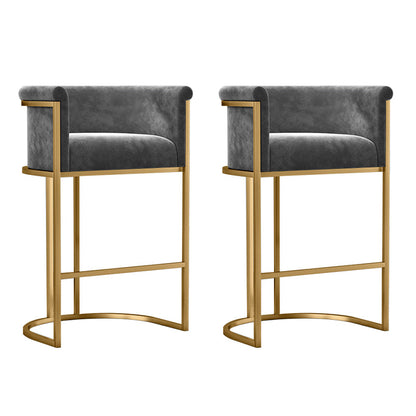 Glam Low Back Dining Stools Bucket Bar Stools with Metal Legs Gray 2 Piece Set Clearhalo 'Bar Furniture' 'Bar Stools' 'bar_stools' 'furn' 'furn_bar_stools' 'Furniture' 'Kitchen & Dining Furniture' 6686602