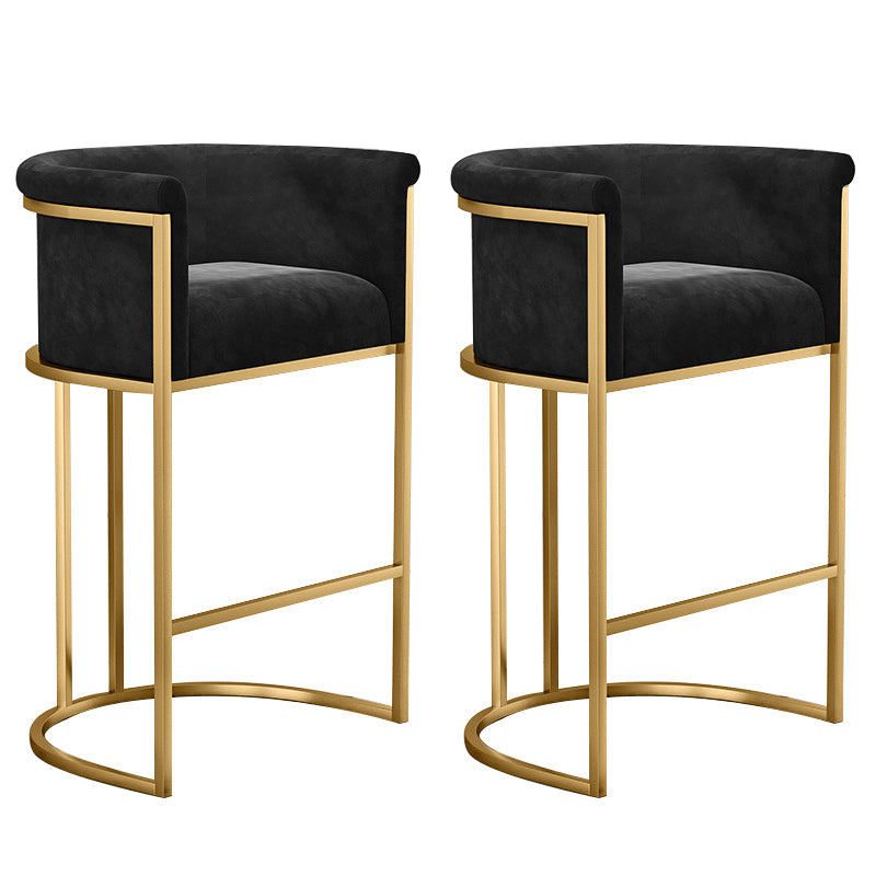 Glam Low Back Dining Stools Bucket Bar Stools with Metal Legs Black 2 Piece Set Clearhalo 'Bar Furniture' 'Bar Stools' 'bar_stools' 'furn' 'furn_bar_stools' 'Furniture' 'Kitchen & Dining Furniture' 6686603