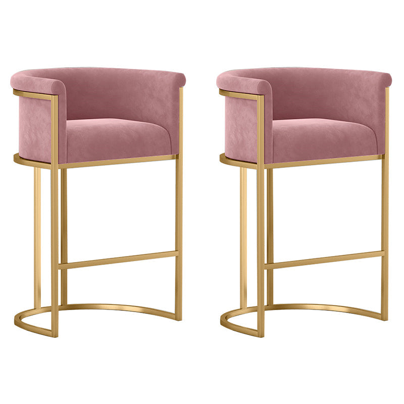 Glam Low Back Dining Stools Bucket Bar Stools with Metal Legs Pink 2 Piece Set Clearhalo 'Bar Furniture' 'Bar Stools' 'bar_stools' 'furn' 'furn_bar_stools' 'Furniture' 'Kitchen & Dining Furniture' 6686605