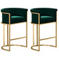 Glam Low Back Dining Stools Bucket Bar Stools with Metal Legs Green 2 Piece Set Clearhalo 'Bar Furniture' 'Bar Stools' 'bar_stools' 'furn' 'furn_bar_stools' 'Furniture' 'Kitchen & Dining Furniture' 6686607