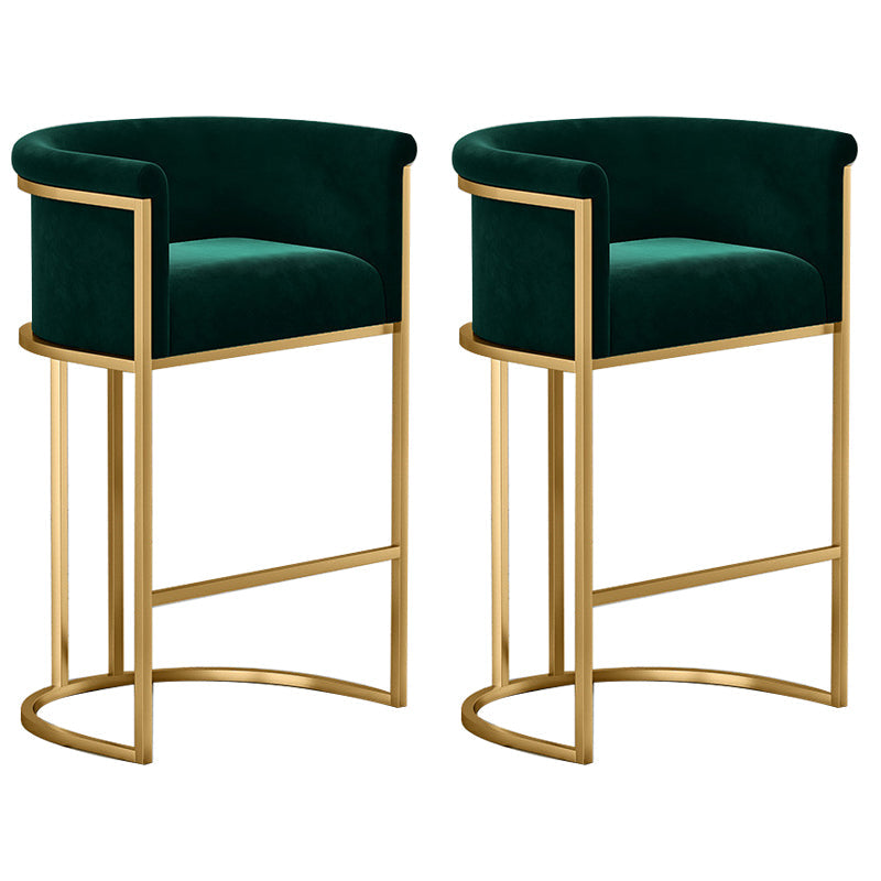 Glam Low Back Dining Stools Bucket Bar Stools with Metal Legs Green 2 Piece Set Clearhalo 'Bar Furniture' 'Bar Stools' 'bar_stools' 'furn' 'furn_bar_stools' 'Furniture' 'Kitchen & Dining Furniture' 6686607