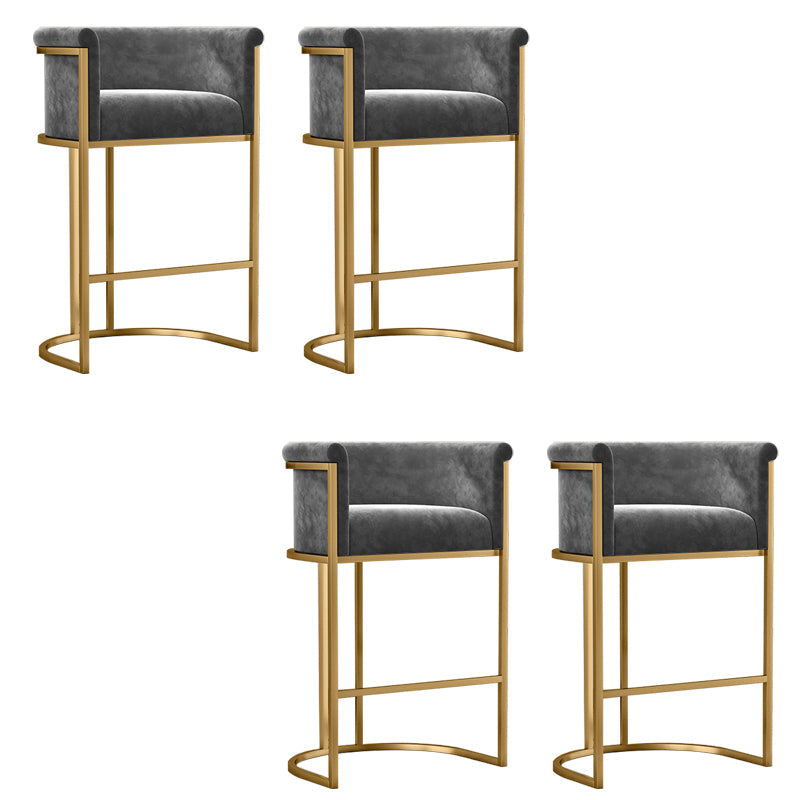 Glam Low Back Dining Stools Bucket Bar Stools with Metal Legs Gray 4 Piece Set Clearhalo 'Bar Furniture' 'Bar Stools' 'bar_stools' 'furn' 'furn_bar_stools' 'Furniture' 'Kitchen & Dining Furniture' 6686610