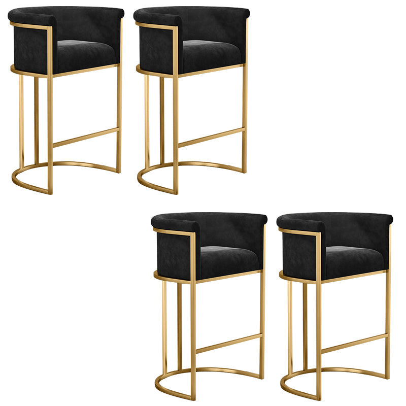 Glam Low Back Dining Stools Bucket Bar Stools with Metal Legs Black 4 Piece Set Clearhalo 'Bar Furniture' 'Bar Stools' 'bar_stools' 'furn' 'furn_bar_stools' 'Furniture' 'Kitchen & Dining Furniture' 6686612