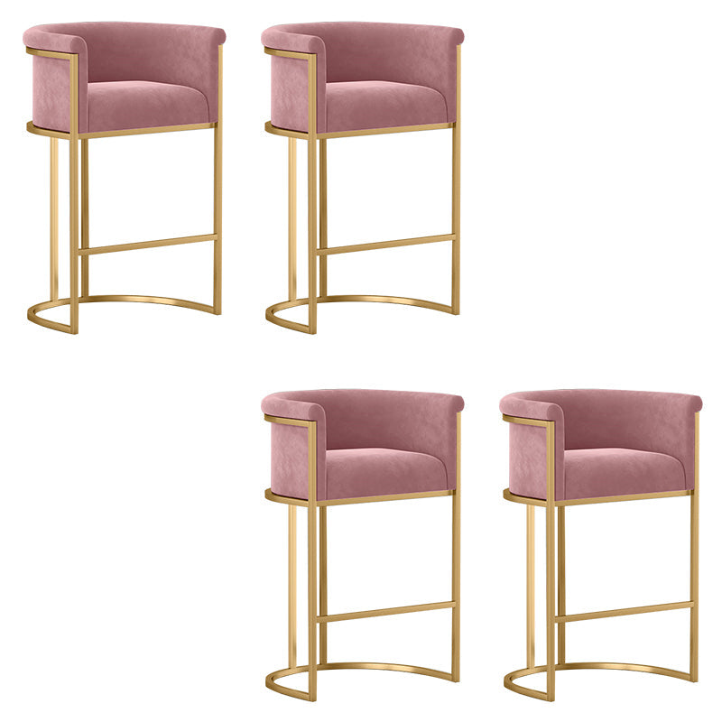Glam Low Back Dining Stools Bucket Bar Stools with Metal Legs Pink 4 Piece Set Clearhalo 'Bar Furniture' 'Bar Stools' 'bar_stools' 'furn' 'furn_bar_stools' 'Furniture' 'Kitchen & Dining Furniture' 6686614