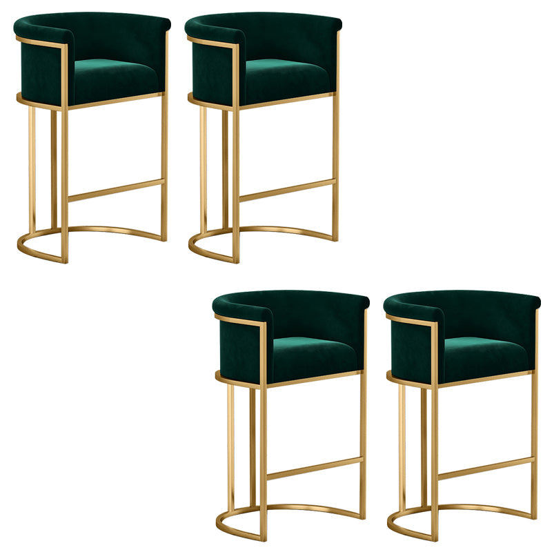 Glam Low Back Dining Stools Bucket Bar Stools with Metal Legs Green 4 Piece Set Clearhalo 'Bar Furniture' 'Bar Stools' 'bar_stools' 'furn' 'furn_bar_stools' 'Furniture' 'Kitchen & Dining Furniture' 6686616
