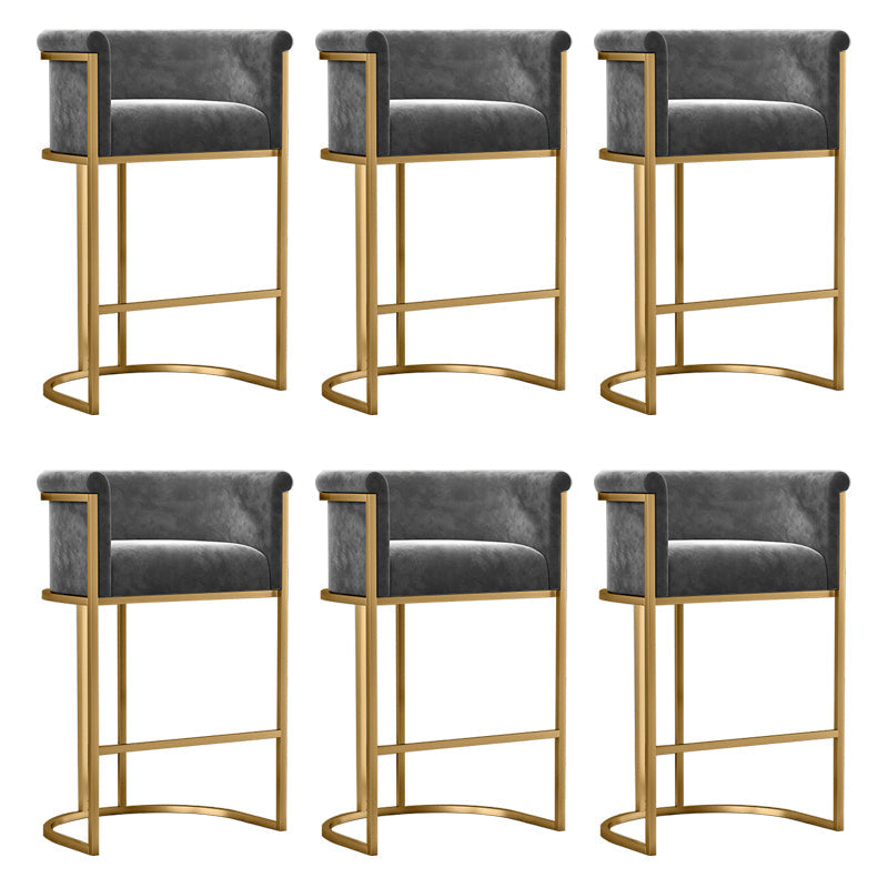 Glam Low Back Dining Stools Bucket Bar Stools with Metal Legs Gray 6 Piece Set Clearhalo 'Bar Furniture' 'Bar Stools' 'bar_stools' 'furn' 'furn_bar_stools' 'Furniture' 'Kitchen & Dining Furniture' 6686617