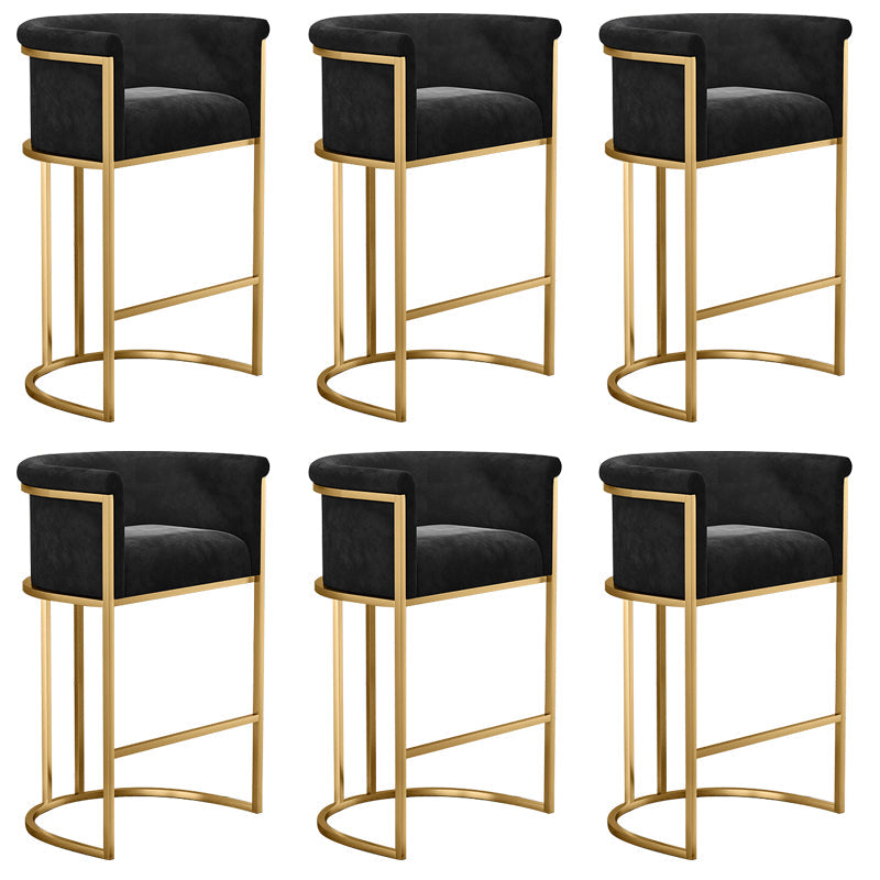 Glam Low Back Dining Stools Bucket Bar Stools with Metal Legs Black 6 Piece Set Clearhalo 'Bar Furniture' 'Bar Stools' 'bar_stools' 'furn' 'furn_bar_stools' 'Furniture' 'Kitchen & Dining Furniture' 6686620