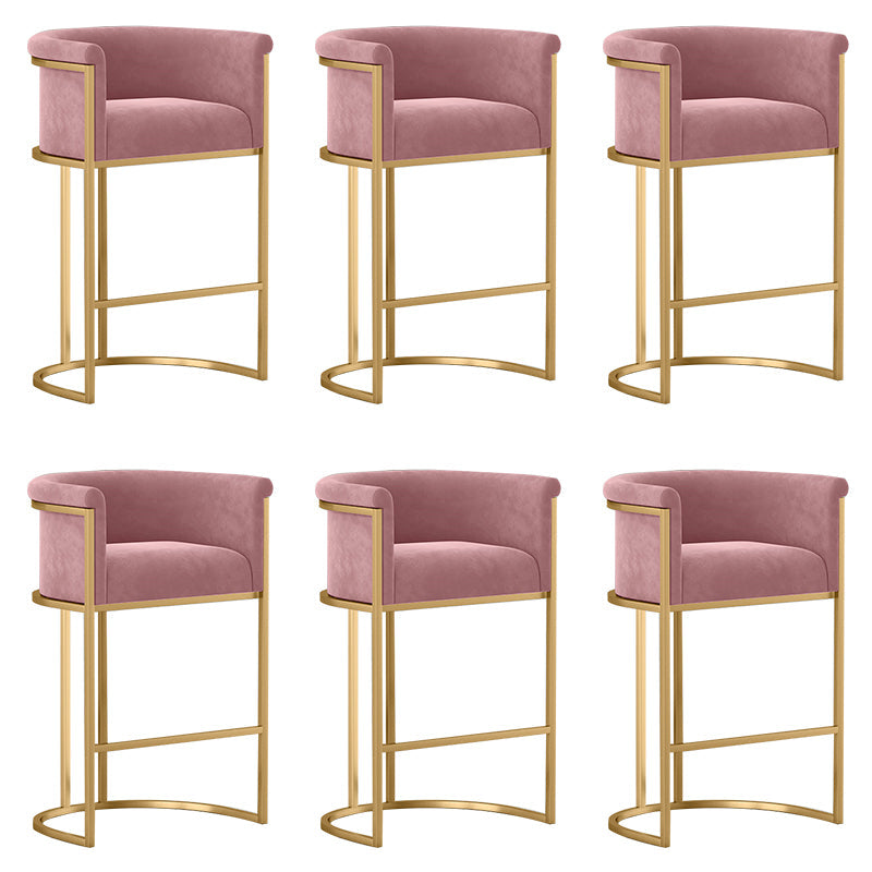 Glam Low Back Dining Stools Bucket Bar Stools with Metal Legs Pink 6 Piece Set Clearhalo 'Bar Furniture' 'Bar Stools' 'bar_stools' 'furn' 'furn_bar_stools' 'Furniture' 'Kitchen & Dining Furniture' 6686622