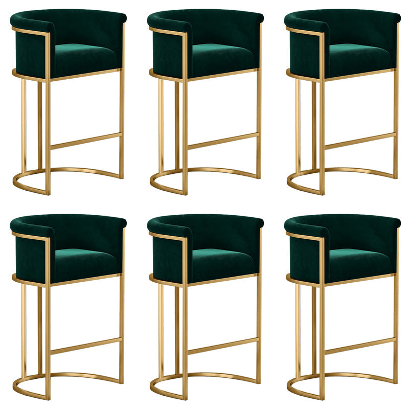 Glam Low Back Dining Stools Bucket Bar Stools with Metal Legs Green 6 Piece Set Clearhalo 'Bar Furniture' 'Bar Stools' 'bar_stools' 'furn' 'furn_bar_stools' 'Furniture' 'Kitchen & Dining Furniture' 6686624