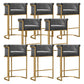 Glam Low Back Dining Stools Bucket Bar Stools with Metal Legs Gray 8 Piece Set Clearhalo 'Bar Furniture' 'Bar Stools' 'bar_stools' 'furn' 'furn_bar_stools' 'Furniture' 'Kitchen & Dining Furniture' 6686625