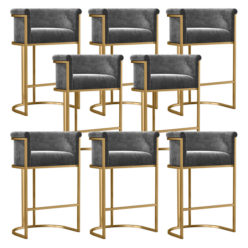 Glam Low Back Dining Stools Bucket Bar Stools with Metal Legs Gray 8 Piece Set Clearhalo 'Bar Furniture' 'Bar Stools' 'bar_stools' 'furn' 'furn_bar_stools' 'Furniture' 'Kitchen & Dining Furniture' 6686625