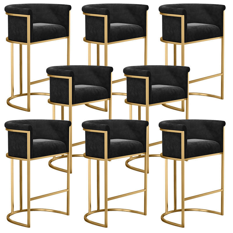 Glam Low Back Dining Stools Bucket Bar Stools with Metal Legs Black 8 Piece Set Clearhalo 'Bar Furniture' 'Bar Stools' 'bar_stools' 'furn' 'furn_bar_stools' 'Furniture' 'Kitchen & Dining Furniture' 6686626
