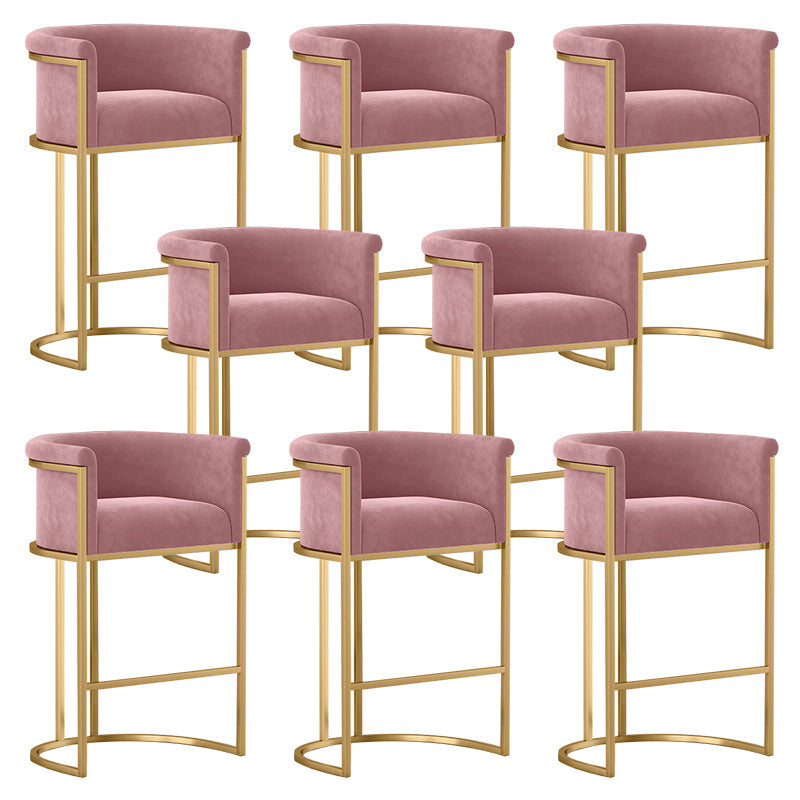 Glam Low Back Dining Stools Bucket Bar Stools with Metal Legs Pink 8 Piece Set Clearhalo 'Bar Furniture' 'Bar Stools' 'bar_stools' 'furn' 'furn_bar_stools' 'Furniture' 'Kitchen & Dining Furniture' 6686627